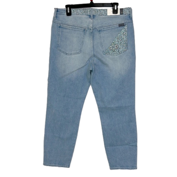 7 for all mankind patchwork ankle peggi jeans in laurel canyon blue -Sz 32, NWT - Picture 6 of 17